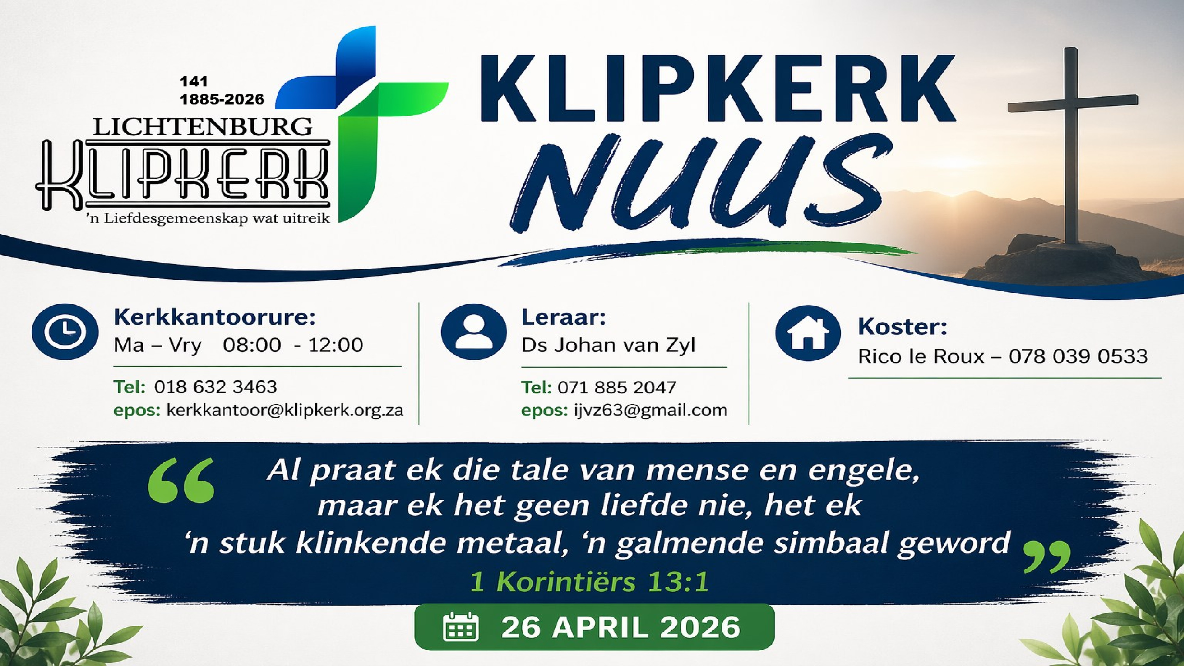 Weeknuus Lichtenburg N G Klipkerk, afkondigings